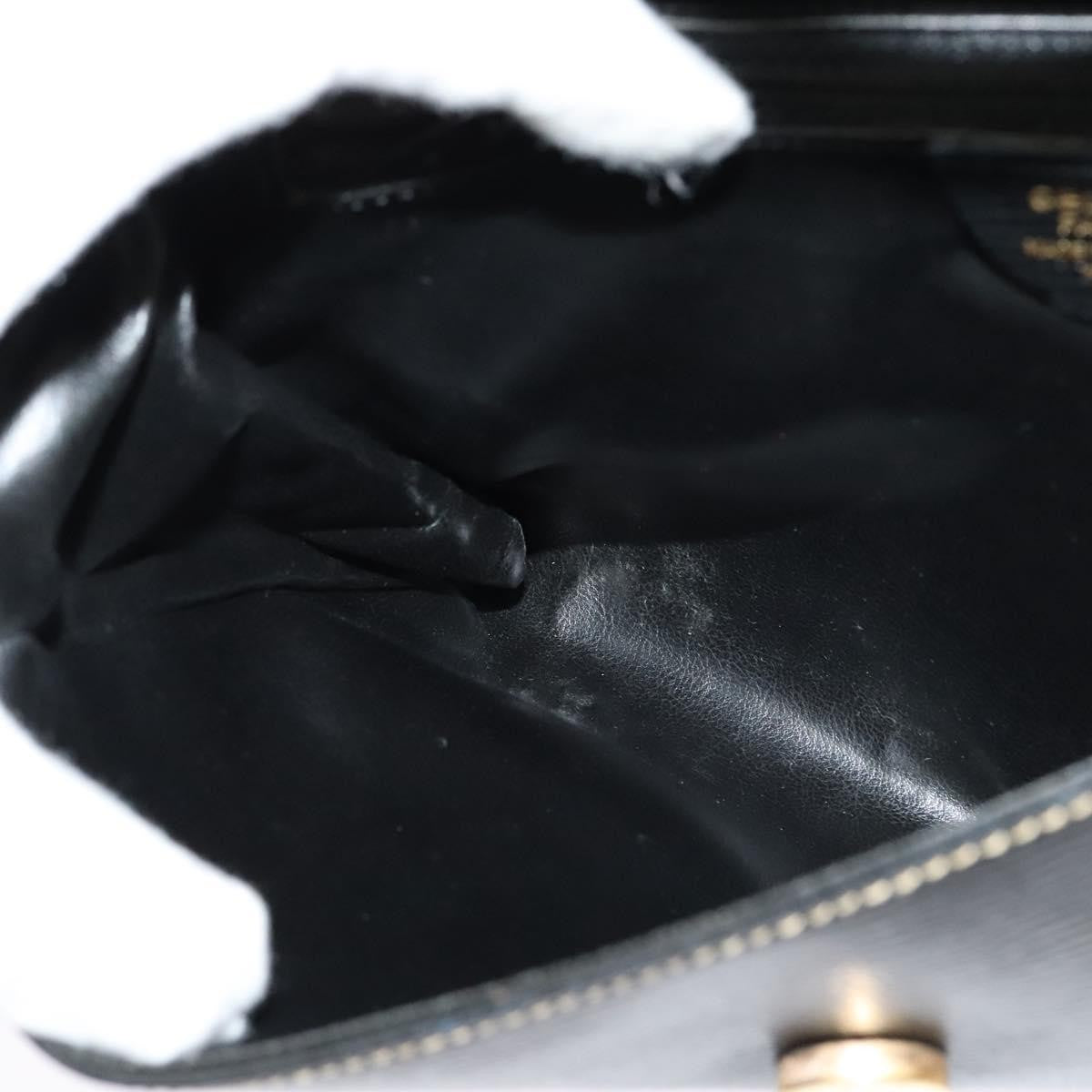 Celine Vintage Circle Logo Leather, Black, Leather, Handbag