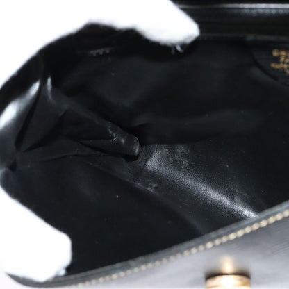Celine Vintage Circle Logo Leather, Black, Leather, Handbag