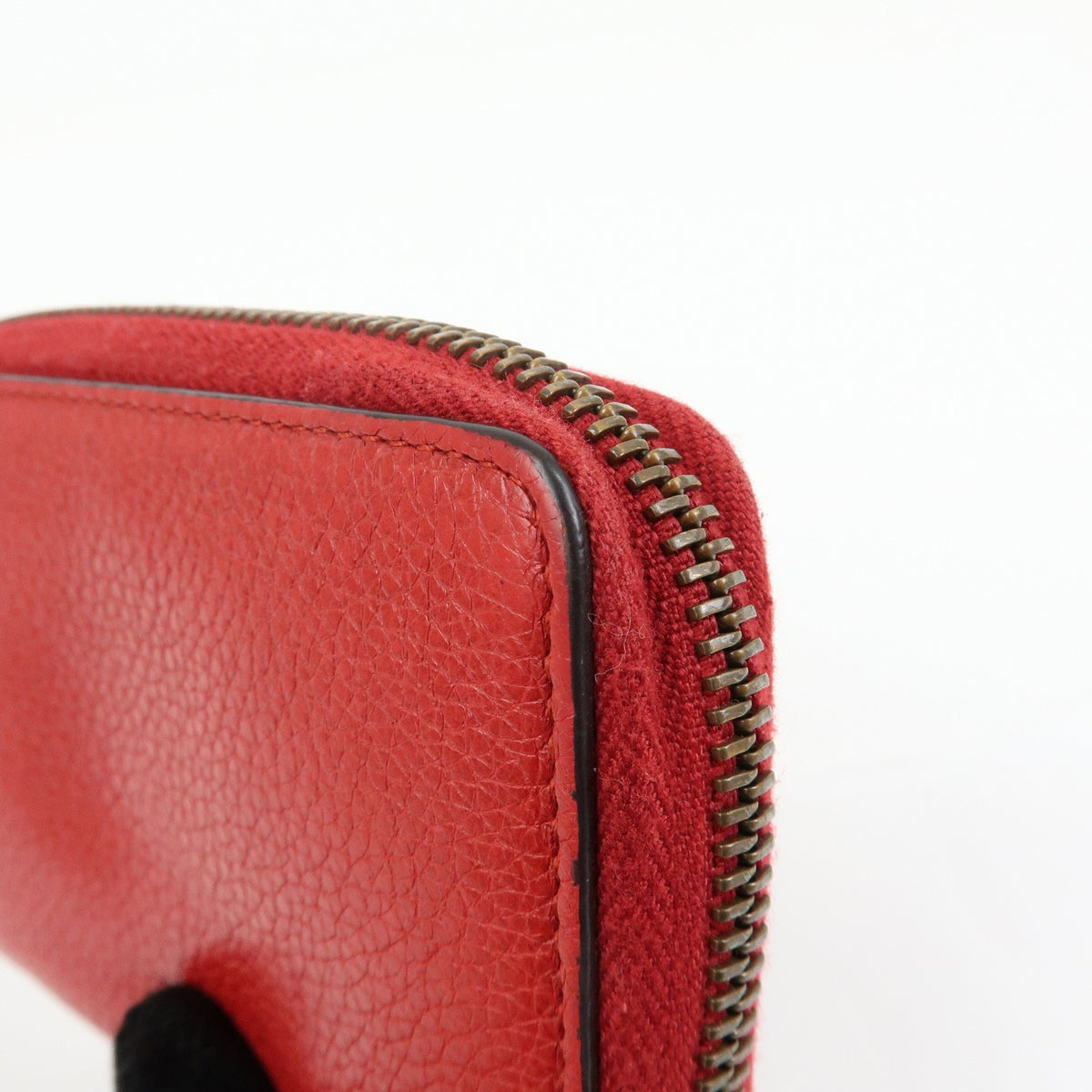 Gucci Logo Zip Card Case Printed Leather, Red, Leather, Wallet