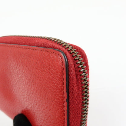 Gucci Logo Zip Card Case Printed Leather, Red, Leather, Wallet