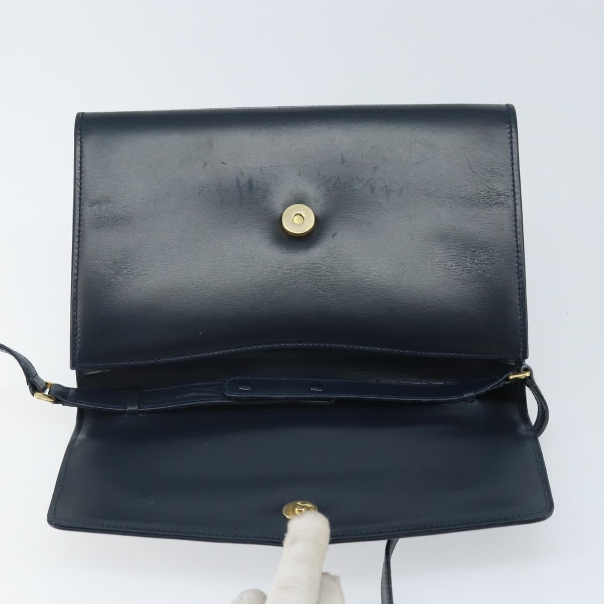 Gucci Vintage Interlocking G Flap Leather, Navy, Leather, Shoulder Bag
