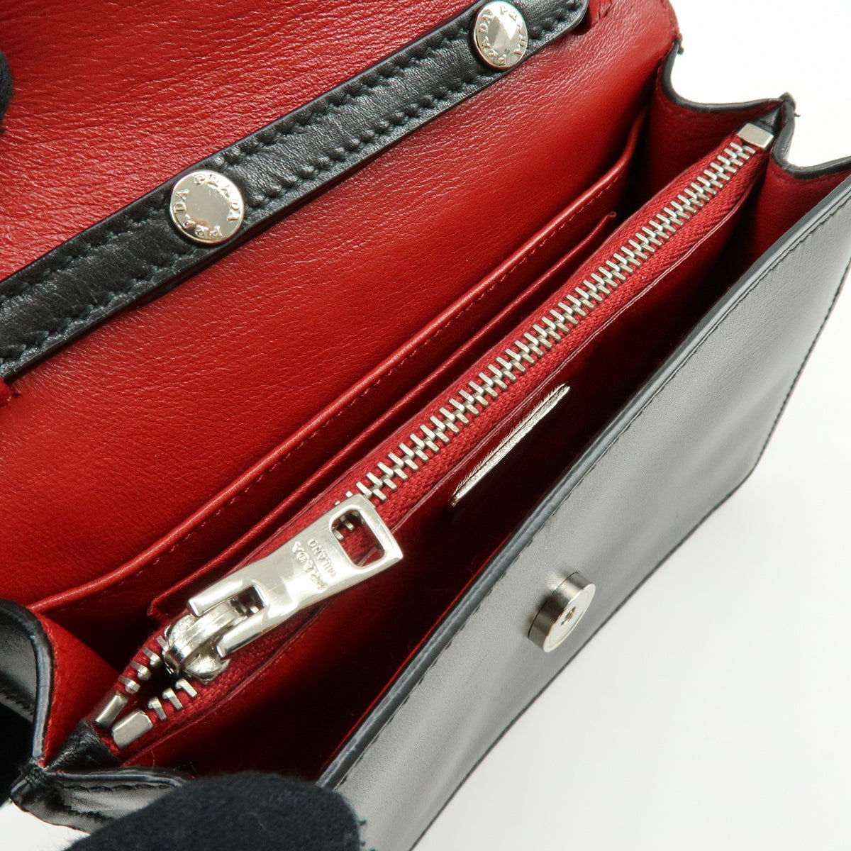 Prada Wallet on Strap City Calfskin, Black, Leather, Crossbody Bag