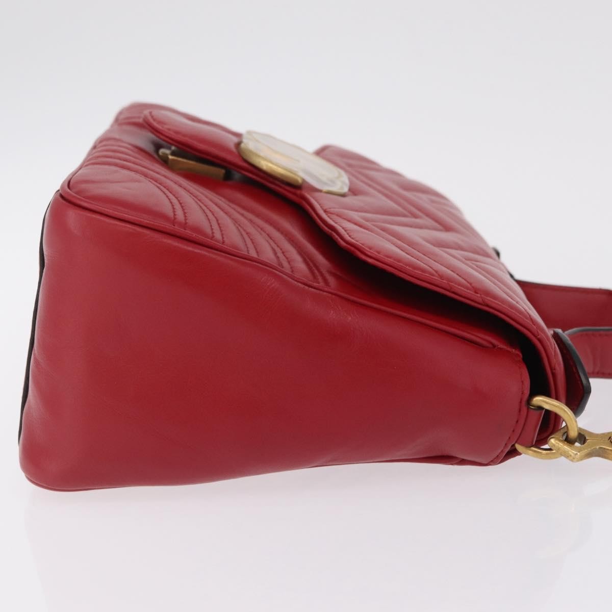 Gucci GG Marmont Top Handle Matelasse Leather, Red, Leather, Handbag