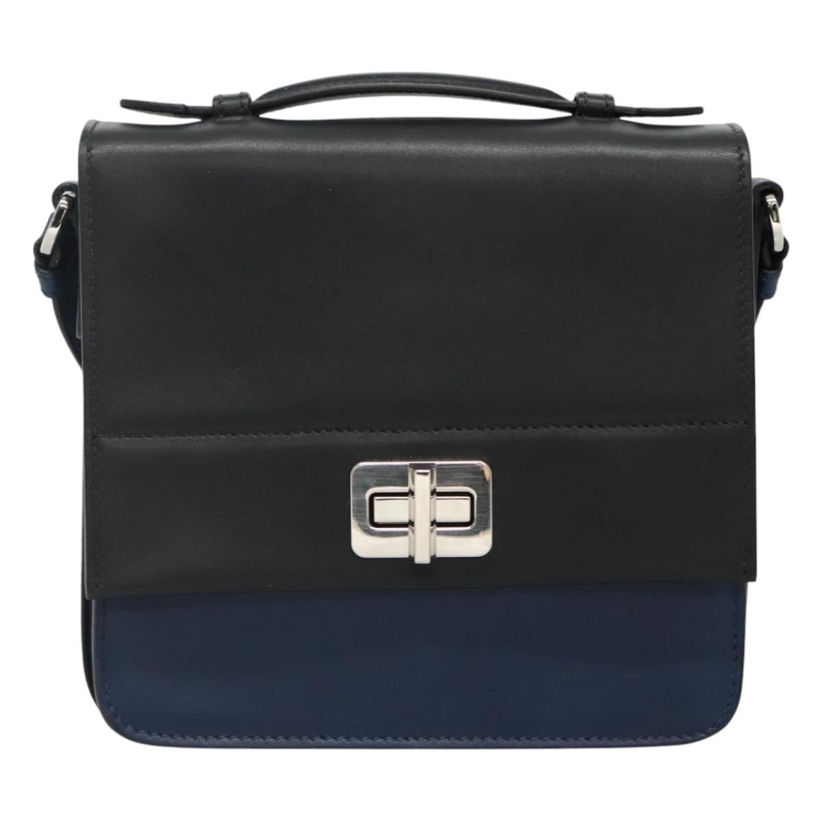 Bottega Veneta Turnlock Intrecciato Nappa, Black, Leather, Shoulder Bag
