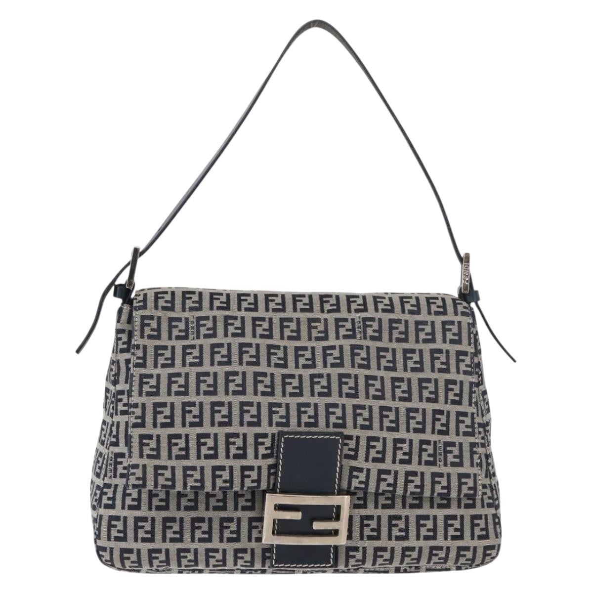 Fendi Baguette Zucchino Canvas, Navy, Canvas, Handbag