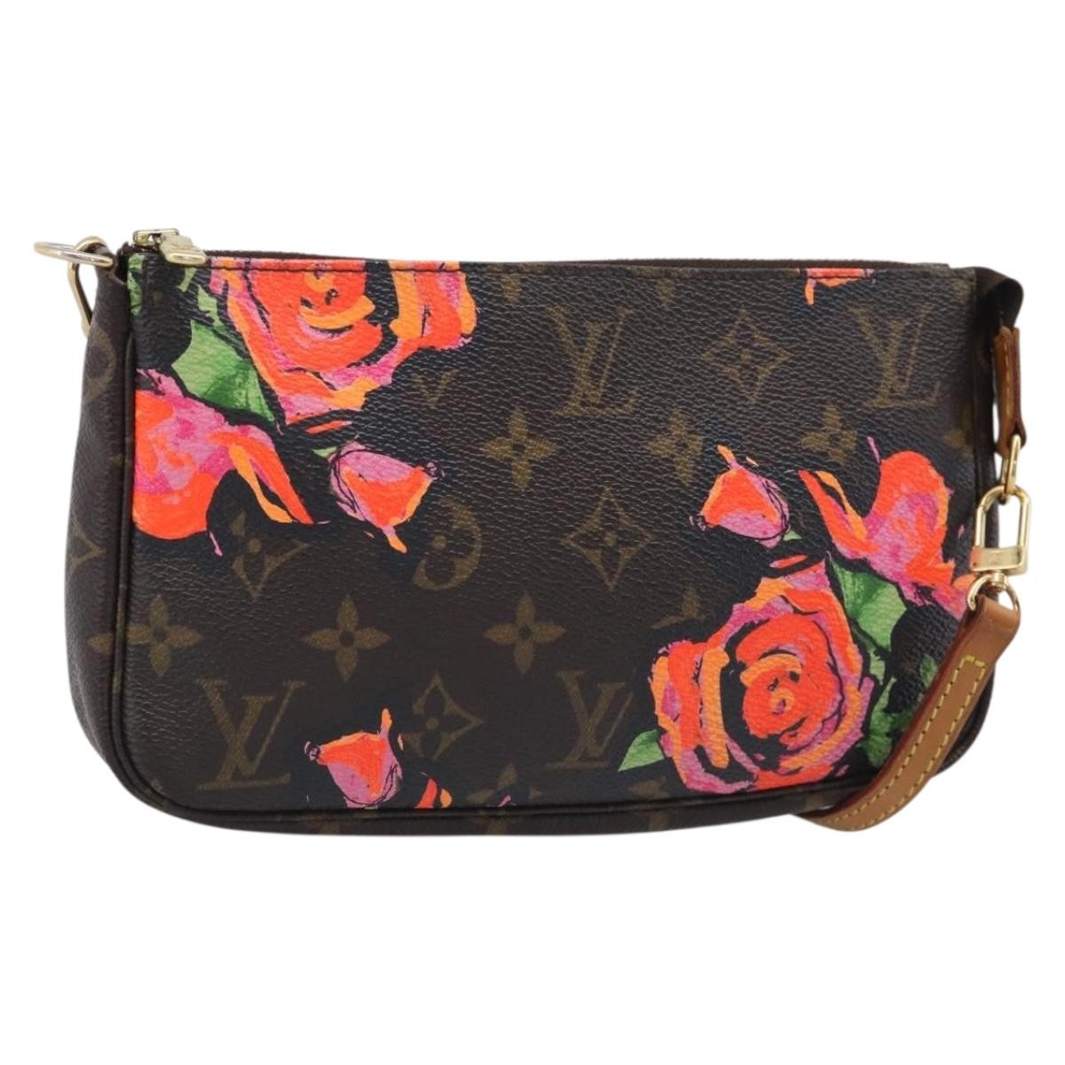 Louis Vuitton Pochette Accessoires Limited Edition Monogram Roses, Multicolour, Canvas, Clutch