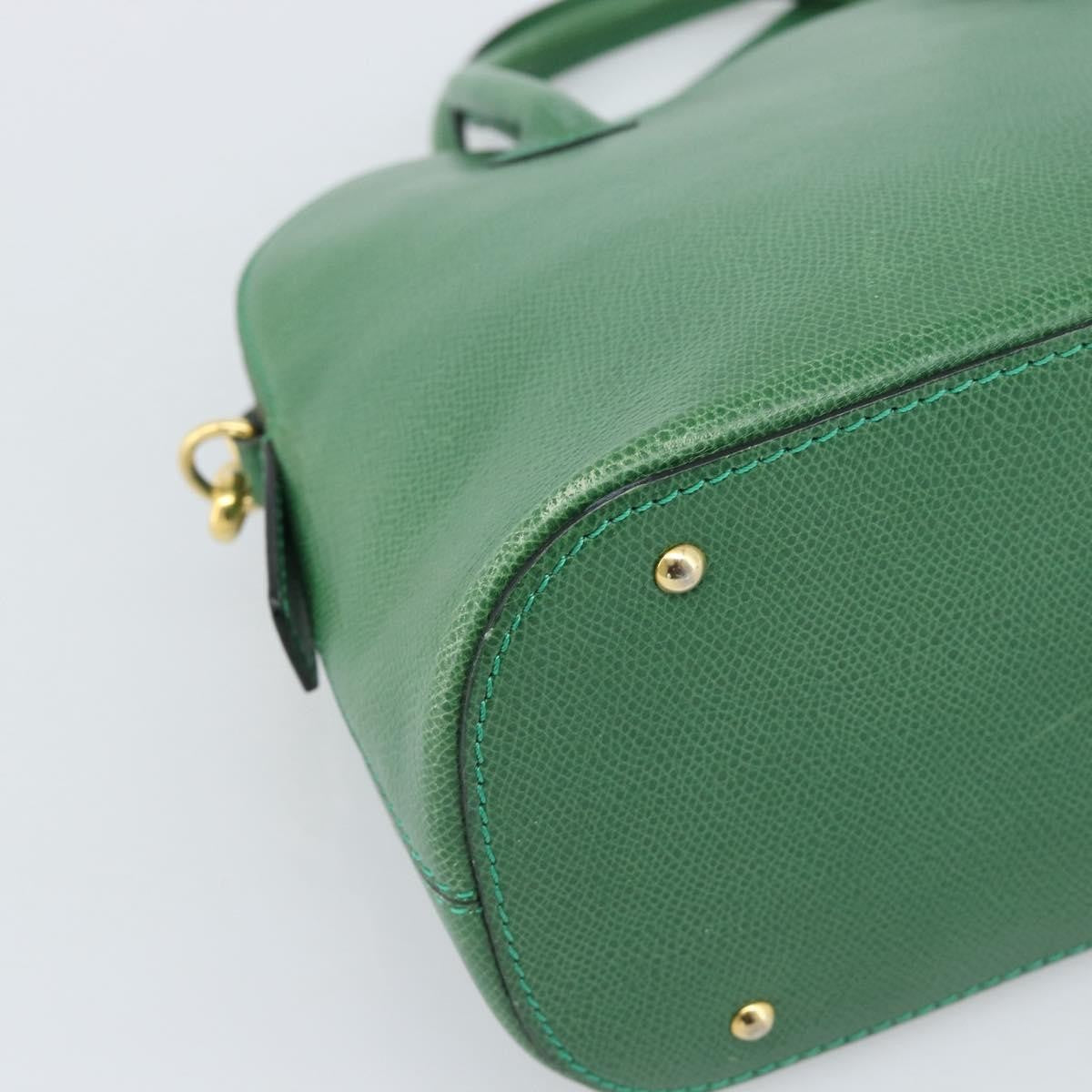 Celine Vintage Convertible Bowler Leather, Green, Leather, Handbag