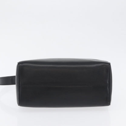 Celine Circle Logo Leather, Black, Leather, Shoulder Bag