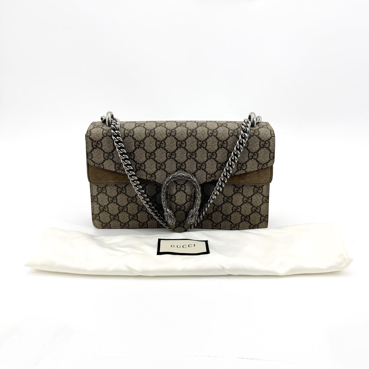 Gucci Dionysus GG Coated Canvas, Brown, Suede, Handbag