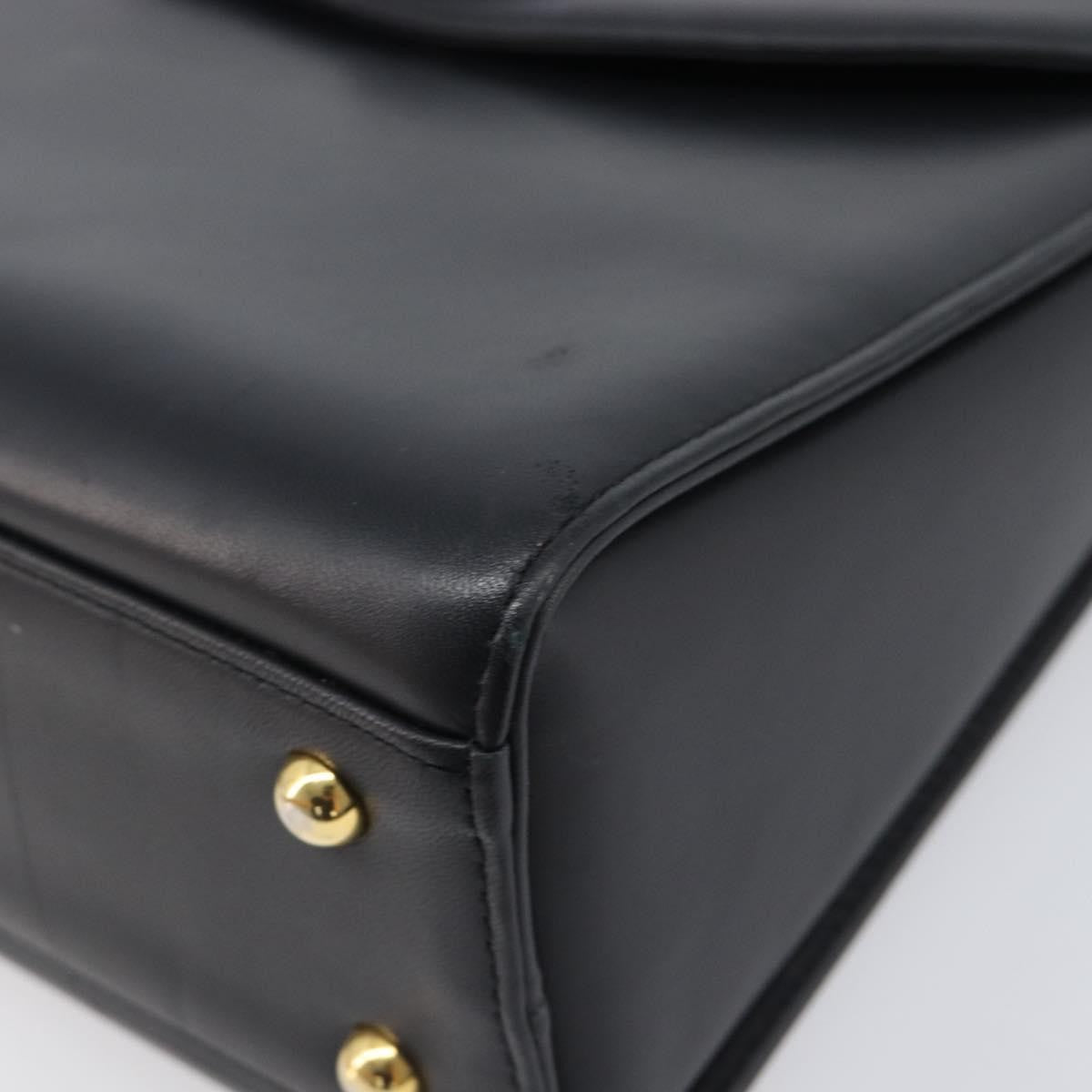 Valentino Garavani Top Handle Flap Leather, Black, Leather, Handbag