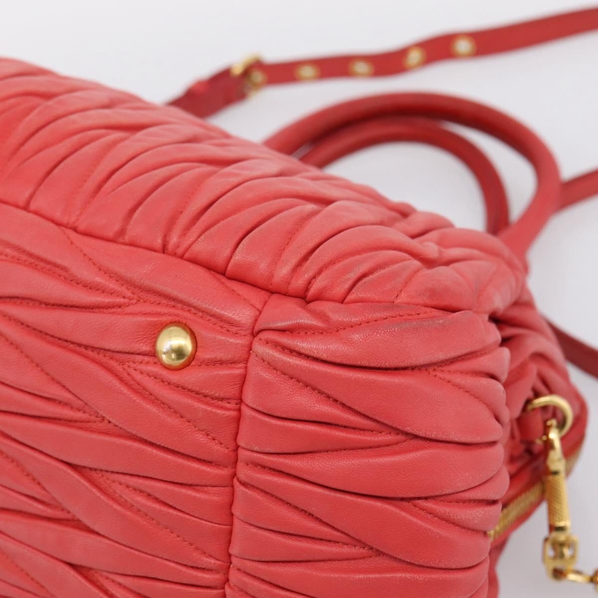 Miu Miu Madras Bowler Matelasse Leather, Red, Leather, Handbag