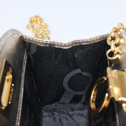 Salvatore Ferragamo Gancini Chain Leather, Gold, Leather, Shoulder Bag