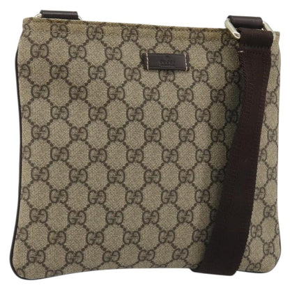 Gucci Zip Top Messenger GG Canvas with Leather, Beige, Canvas, Shoulder Bag