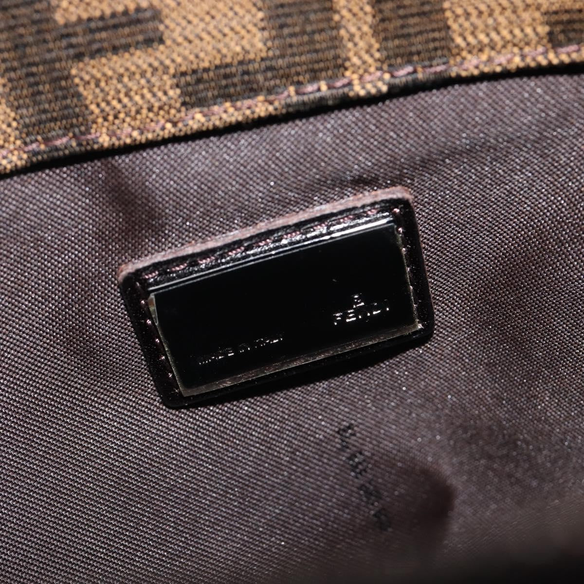 Fendi Vintage Pocket Zucca Canvas, Brown, Canvas, Shoulder Bag