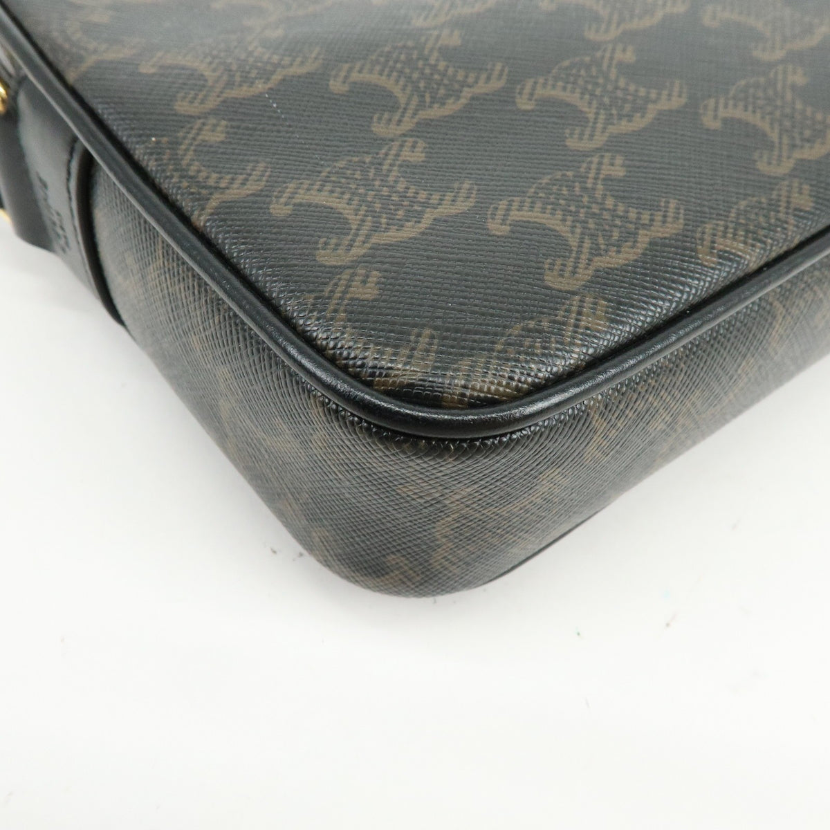 Celine Logo Messenger Triomphe Coated Canvas, Brown, Canvas, Handbag