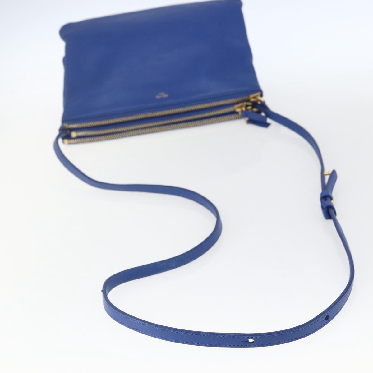 Celine Trio Crossbody Bag Leather, BLUE, LEATHER, Shoulder bag