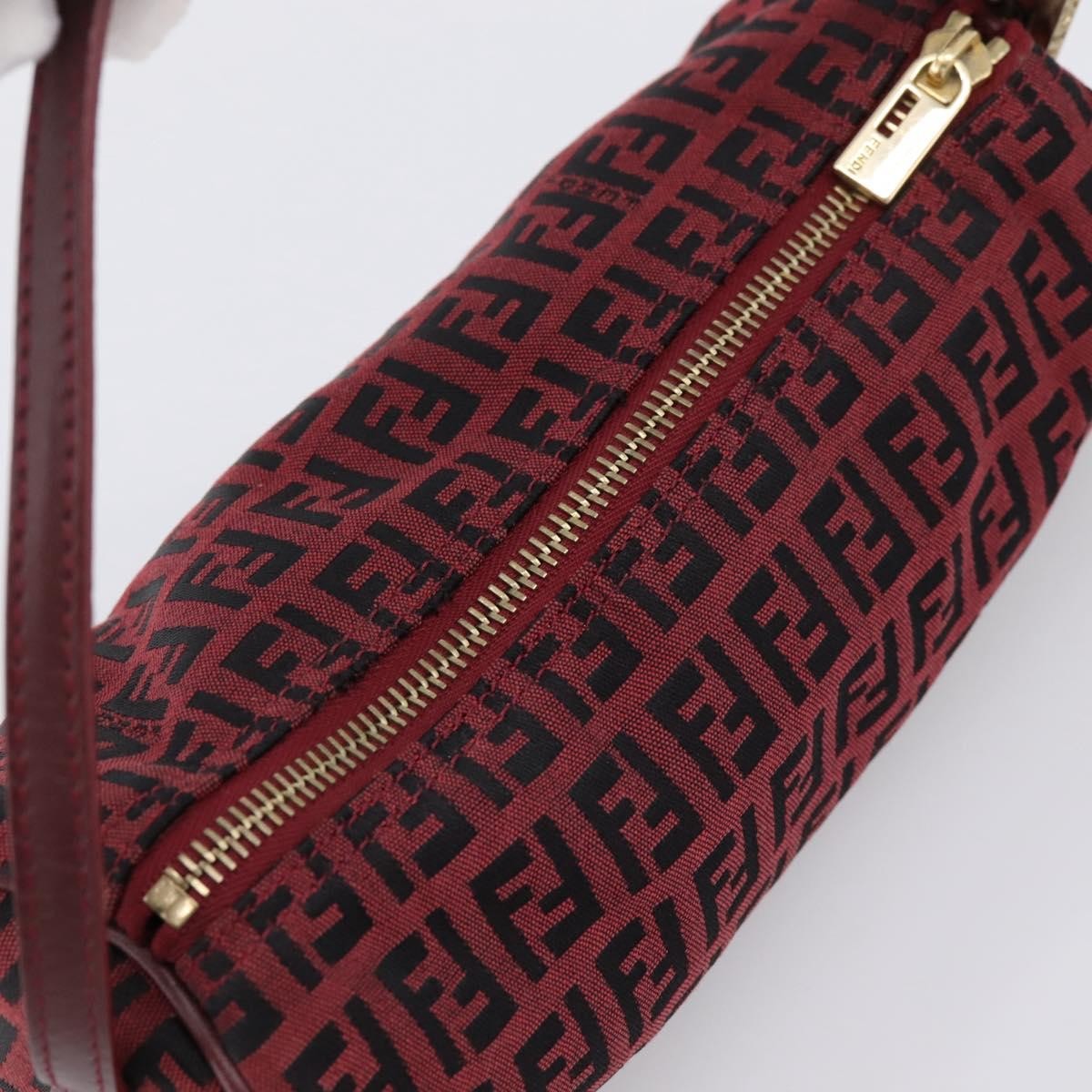 Fendi Vintage FF Zip Zucchino Canvas, Burgundy, Canvas, Shoulder Bag