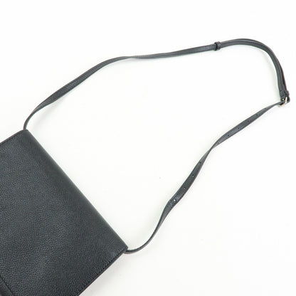 Balenciaga Logo Wallet with Strap Embossed Leather, Black, Leather, Crossbody Bag