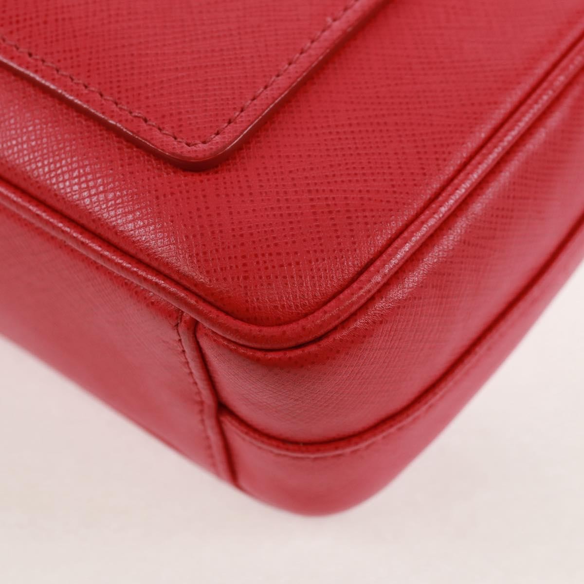 Prada Sound Chain Saffiano Leather, Red, Leather, Shoulder Bag