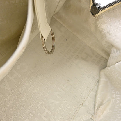 Chanel Square Stitch Bowler Quilted Caviar, White, Calfskin, Shoulder Bag