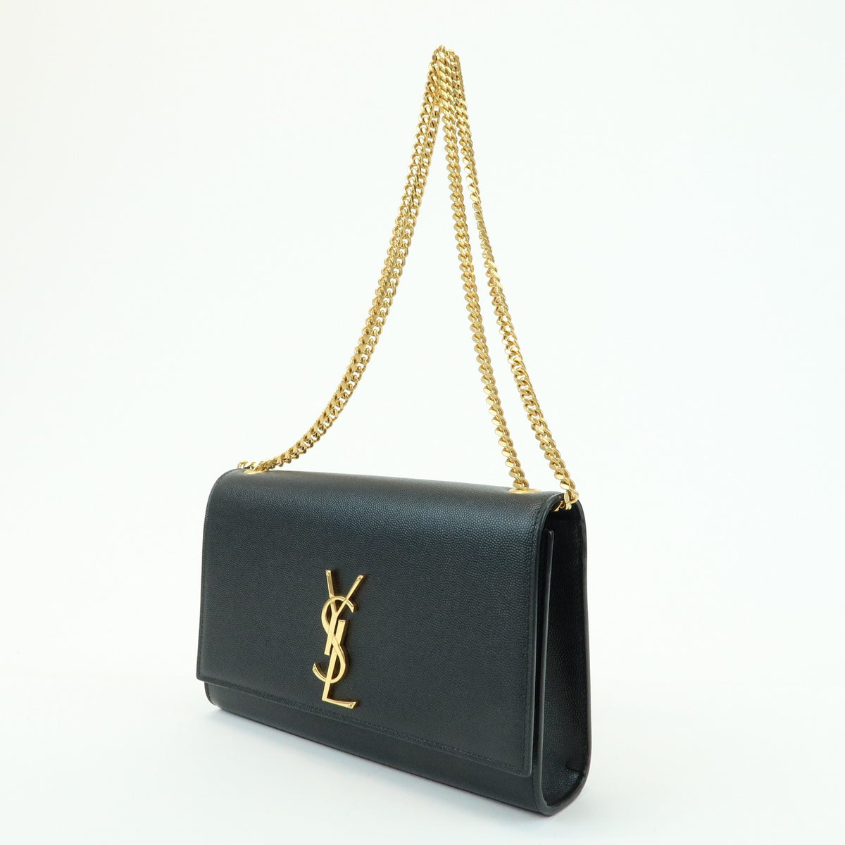 Saint Laurent Classic Monogram Leather, Black, Leather, Crossbody Bag