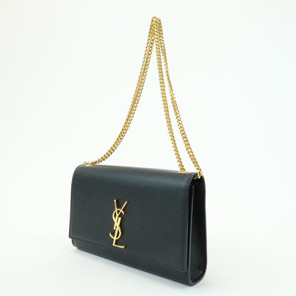 Saint Laurent Classic Monogram Leather, Black, Leather, Crossbody Bag