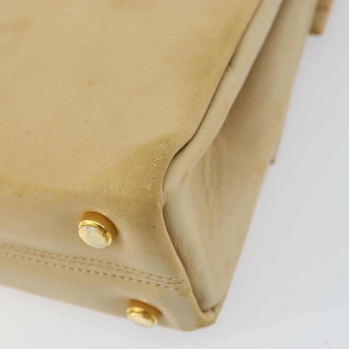 Salvatore Ferragamo Vintage Chain Leather, Beige, Leather, Handbag