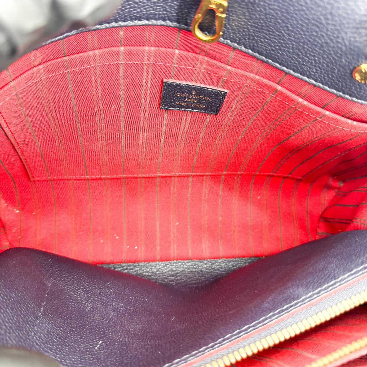 Louis Vuitton Montaigne Monogram Empreinte Leather, Navy, Leather, Handbag