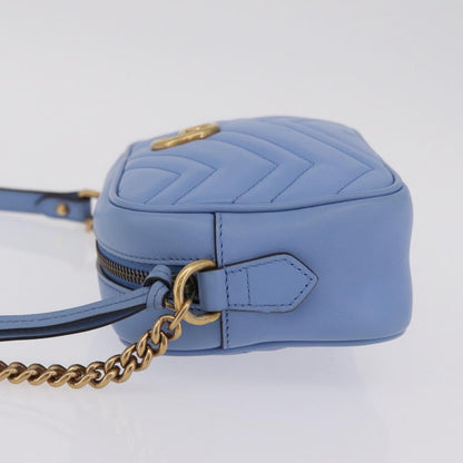 Gucci GG Marmont Matelasse Patent, Blue, Leather, Shoulder Bag