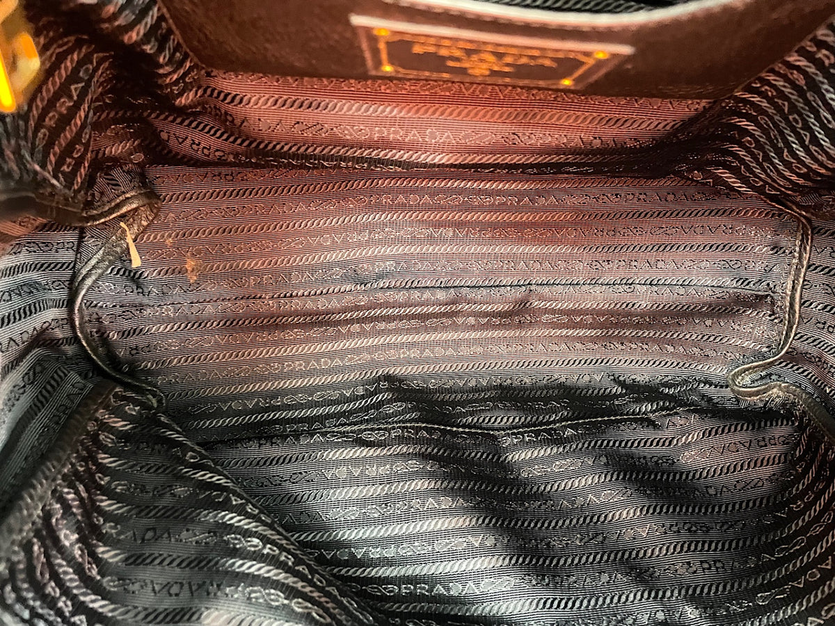 Prada Vitello Daino Convertible Tote Vitello Daino, Gray, Leather, Handbag