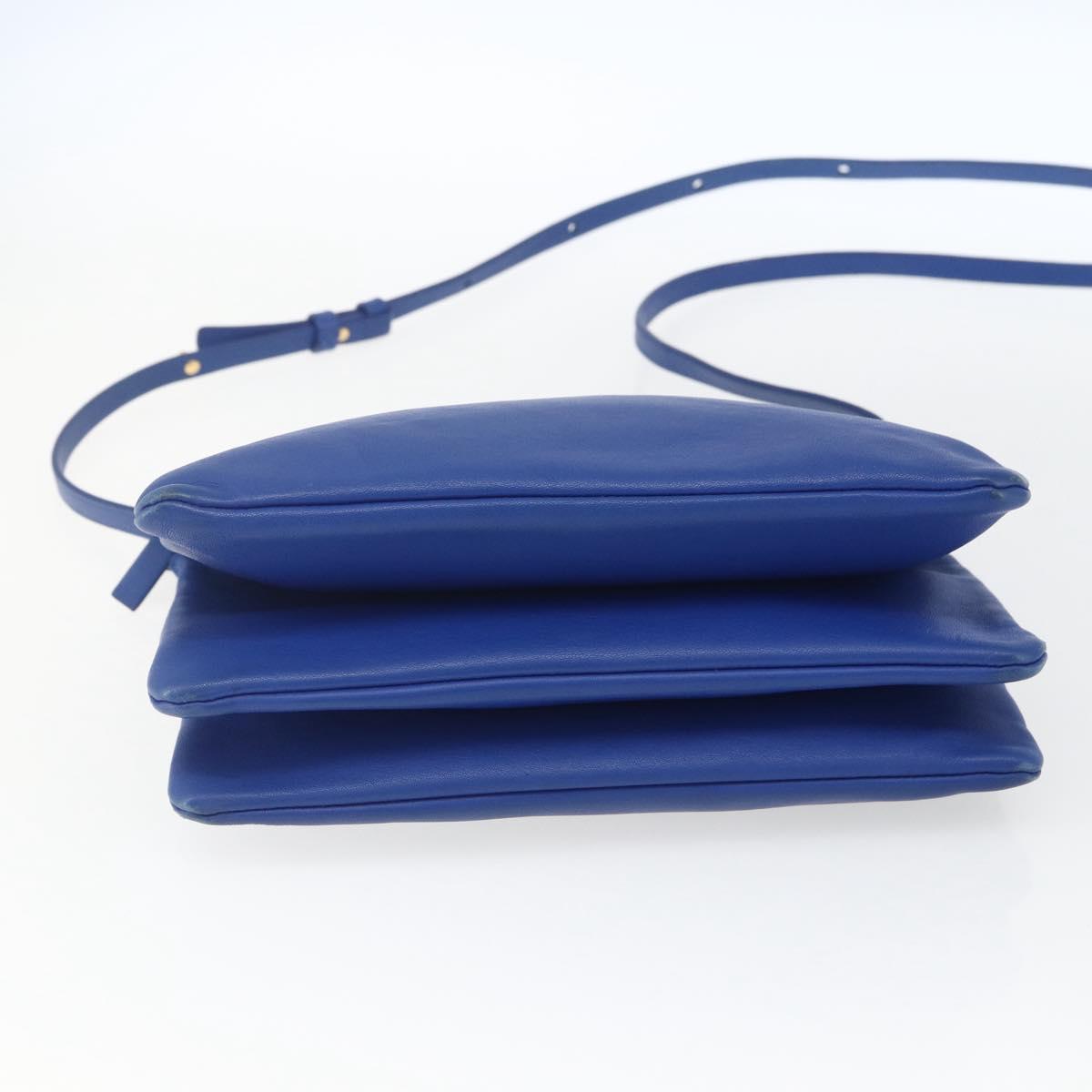 Celine Trio Crossbody Bag Leather, BLUE, LEATHER, Shoulder bag