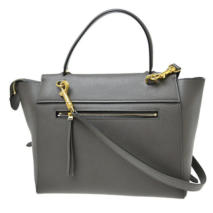 Celine Belt Leather, Gray, Leather, Handbag