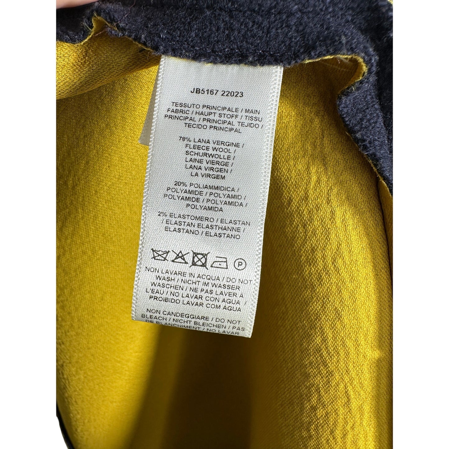 SONIA SPECIALE Wool Blend Trench Coat Double Breasted Blue Yellow Women's 44