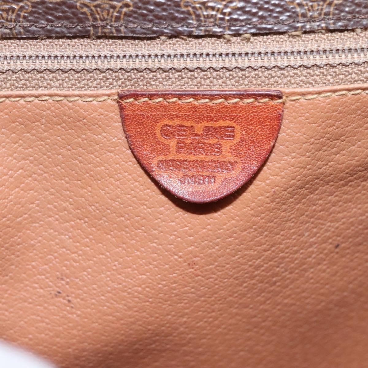 Celine Vintage Macadam Circle Logo Canvas and Leather, Brown, Canvas, Shoulder Bag