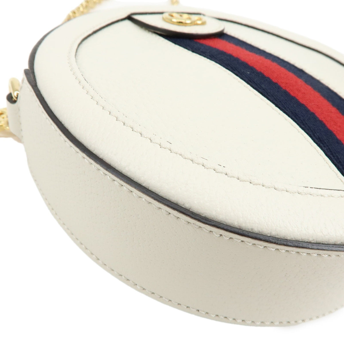 Gucci Ophidia Round Leather, White, Leather, Shoulder Bag
