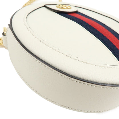 Gucci Ophidia Round Leather, White, Leather, Shoulder Bag