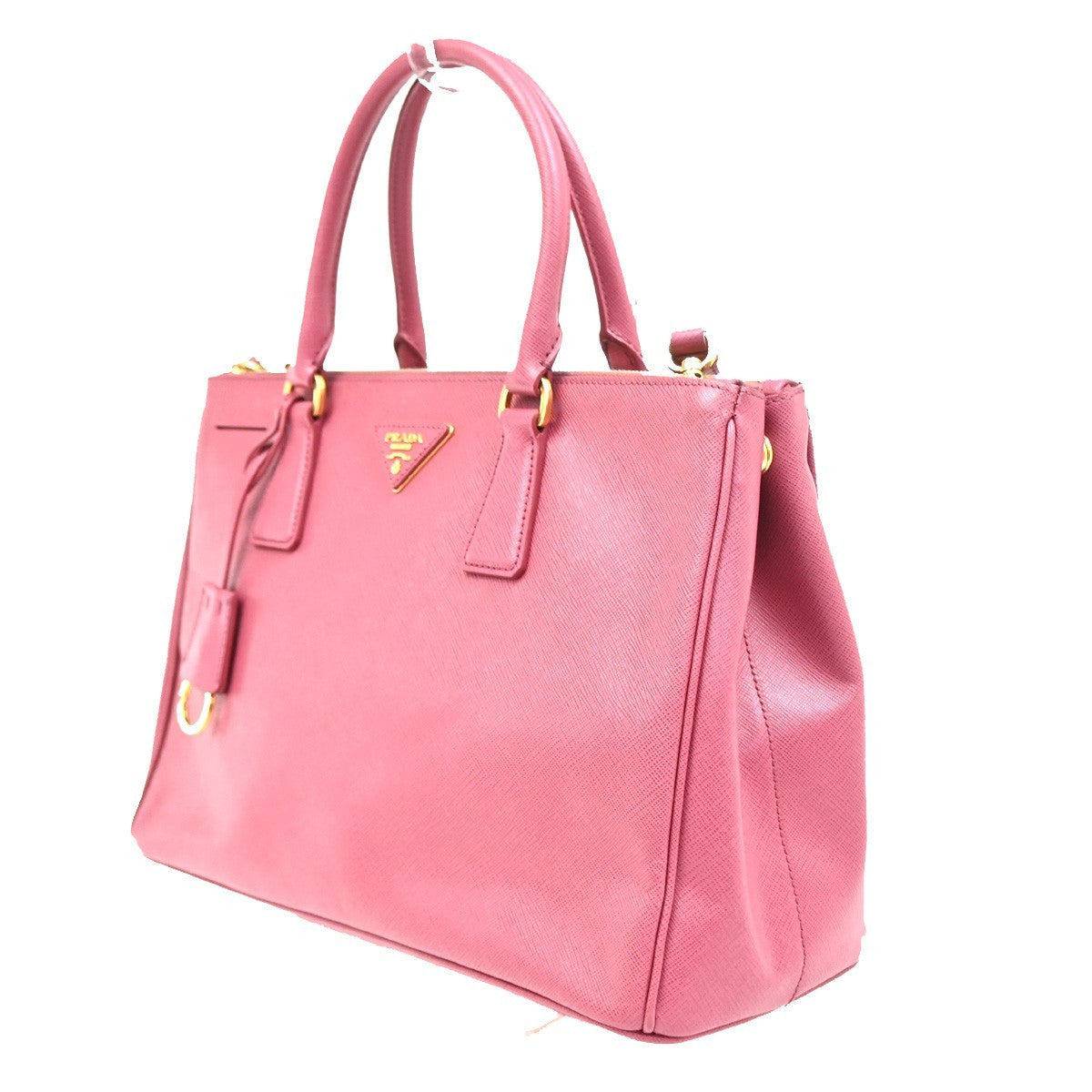 Prada Double Zip Lux Convertible Tote Saffiano Leather, Pink, Leather, Tote Bag
