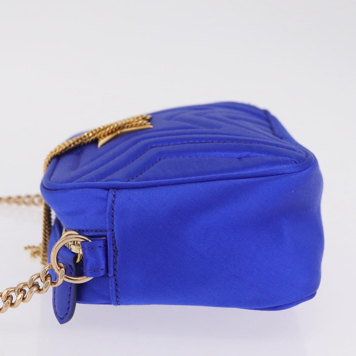 Stella McCartney Stella Star Camera Quilted Satin, Blue, Satin, Handbag