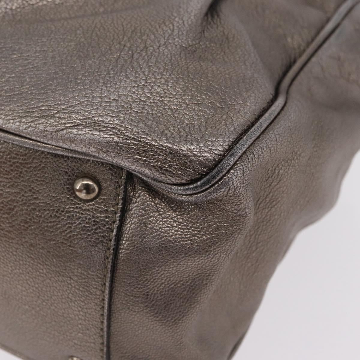 Salvatore Ferragamo Gancini Top Handle Leather, Silver, Leather, Handbag