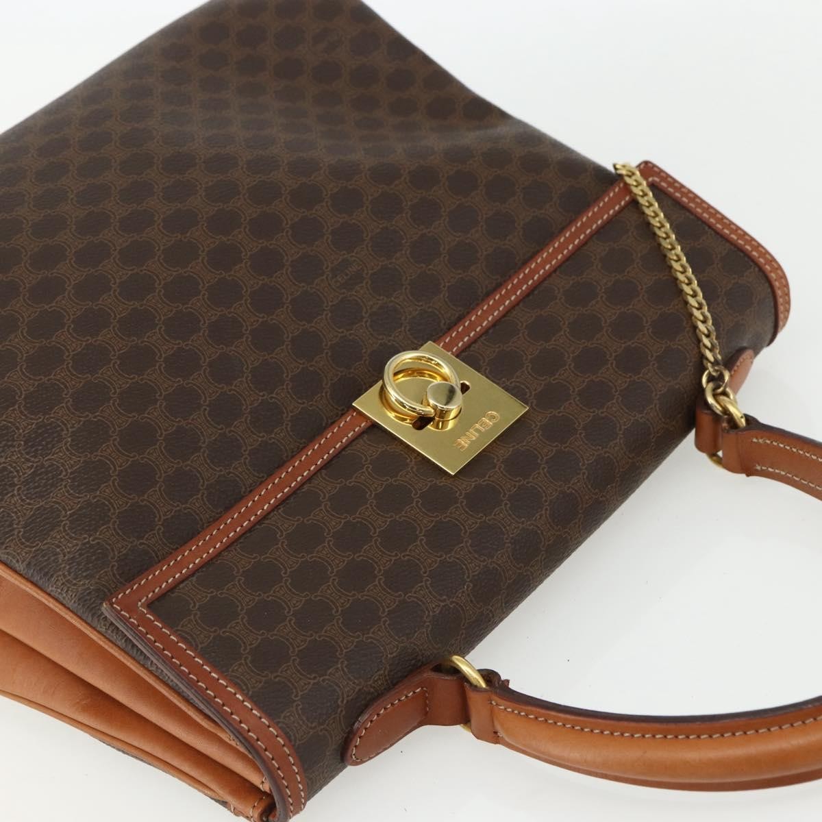 Celine Vintage Macadam Canvas, Brown, Canvas, Backpack