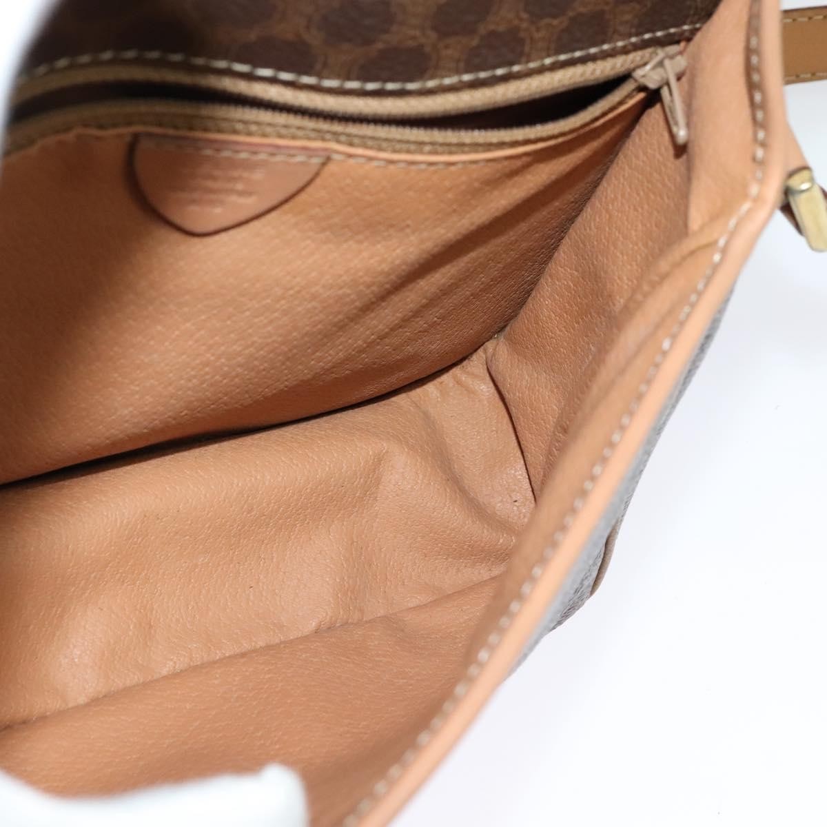 Celine Vintage Macadam Circle Logo Canvas and Leather, Brown, Canvas, Shoulder Bag