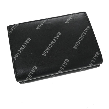 Balenciaga Logo Trifold Wallet Leather, Black, Leather, Clutch