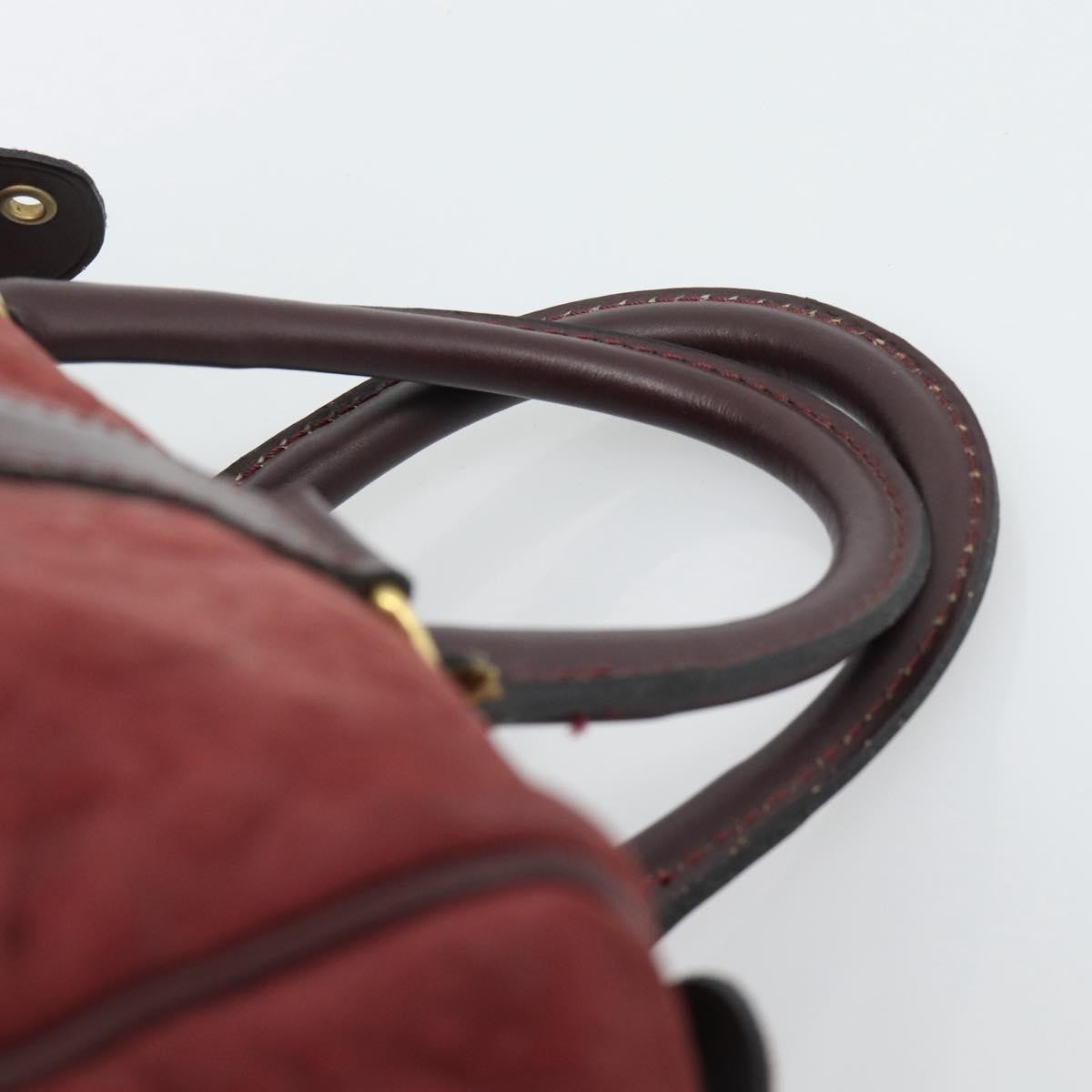 Christian Dior Boston Embossed Patent, Burgundy, Suede, Handbag
