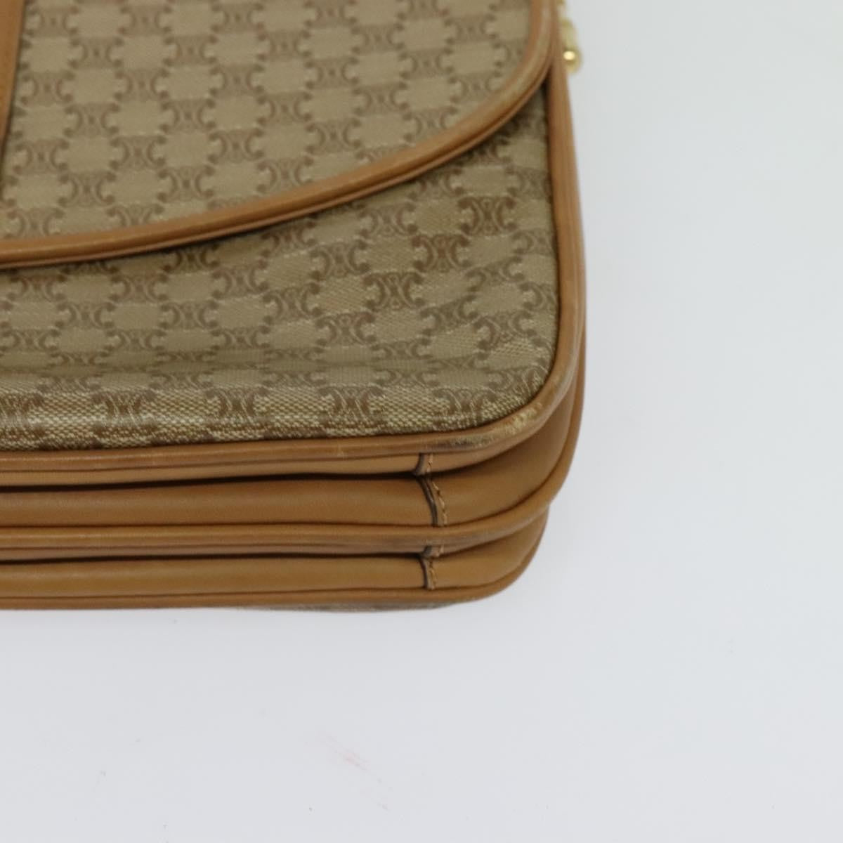 Celine Vintage Macadam Canvas and Leather, Beige, Canvas, Handbag