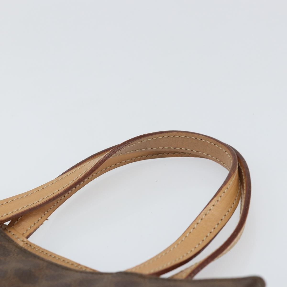 Celine Vintage Macadam Canvas and Leather, Brown, Canvas, Tote Bag