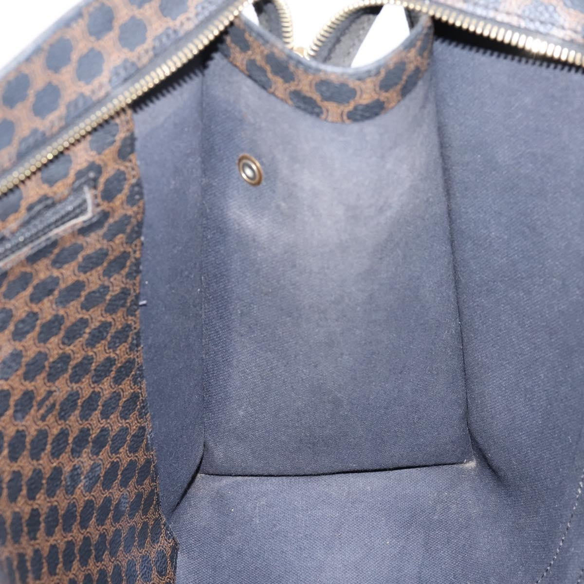 Celine Vintage Macadam Shopper Coated Canvas, Black, PVC, Tote Bag