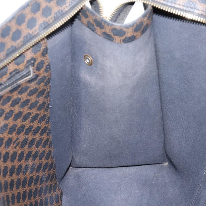 Celine Vintage Macadam Shopper Coated Canvas, Black, PVC, Tote Bag