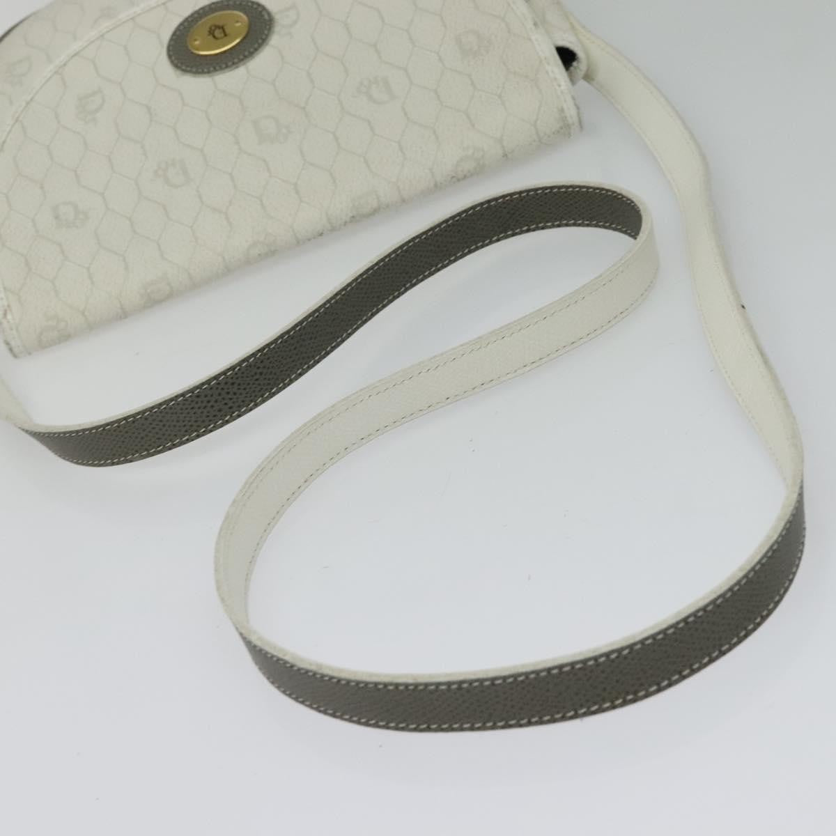 Christian Dior Vintage Honeycomb Flap Coated Canvas, White, Canvas, Wallet