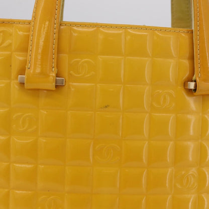 Chanel Chocolate Bar CC Quilted Patent, Yellow, Patent Leather, Tote Bag