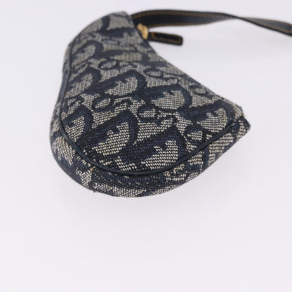 Christian Dior Vintage Saddle Zip Coin Purse Diorissimo Canvas, Navy, Canvas, Clutch